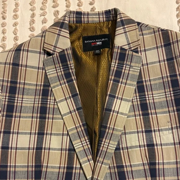 Brooks Brothers Blue and Tan Plaid Blazer - Picture 3 of 6